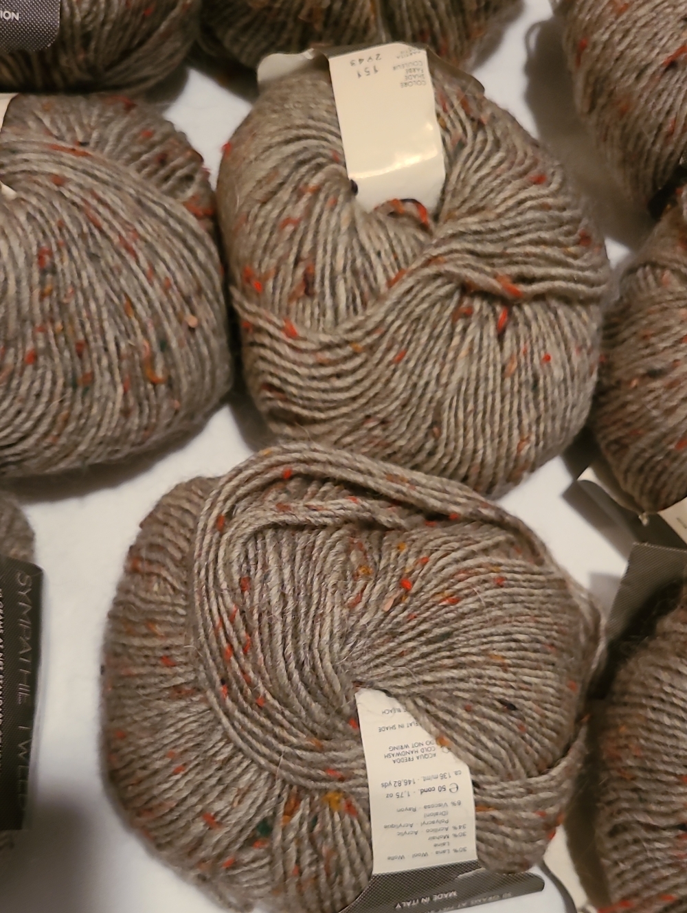 Yarn Filatura Di Crosa Sympathie Tweed, 12 Skeins, Grey Knit Crochet Crafts - Picture 12 of 13